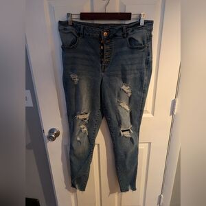 Maurice's Distressed Button fly Jeans/Jeggings Sz XL